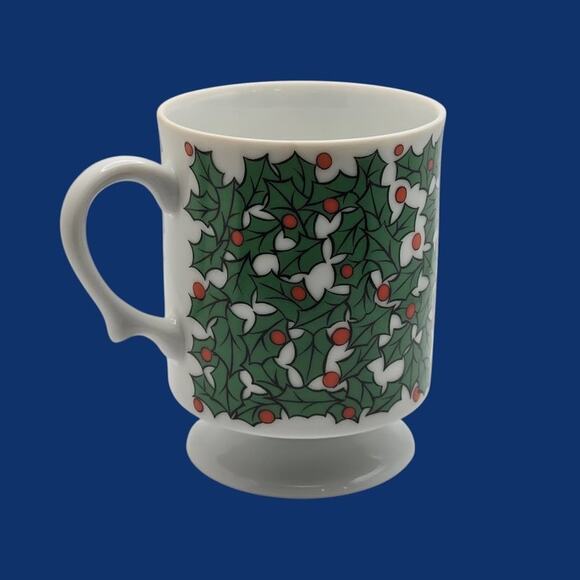 Kurt Adler Christmas Victorian Print Santa Claus Holiday Cup Mug Holly Berries - Picture 2 of 13